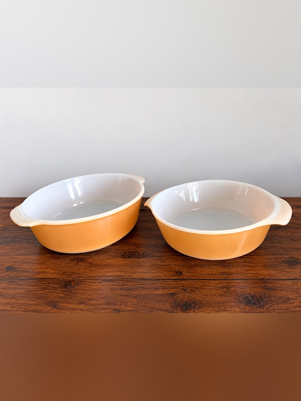 Vintage Anchor Hocking Fire-King Peach Lustre Casserole Bowls – 1 Qt & 2 Qt